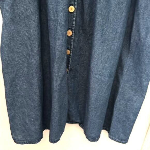 The Vermont Country Store Denim Button-Front Dress 2X 100% Cotton Short Sleeve - Picture 4 of 8